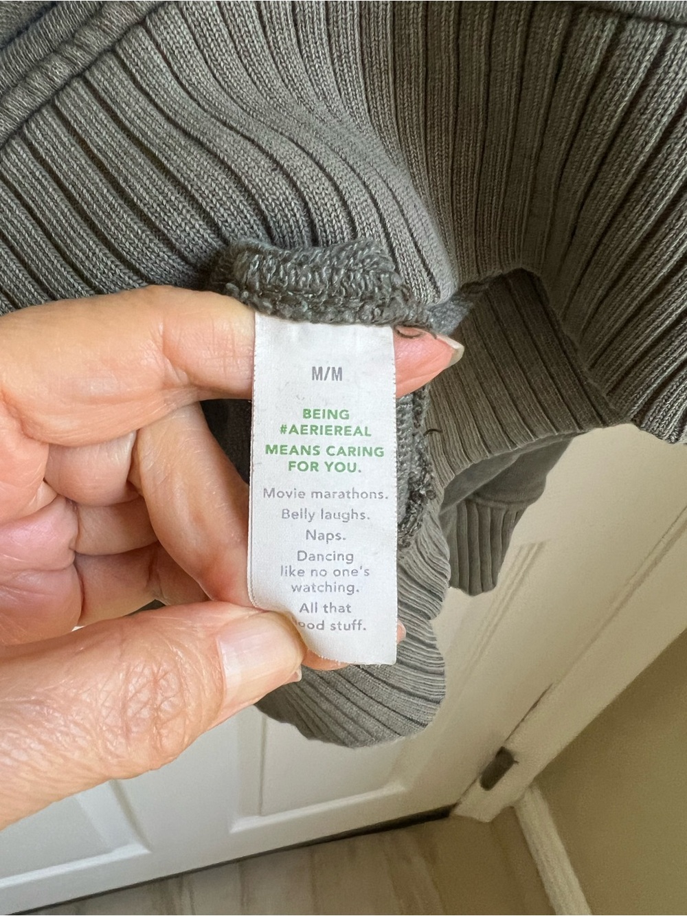 Aerie Half-Zip Sweatshirt in Olive Green - Picture 5 of 8